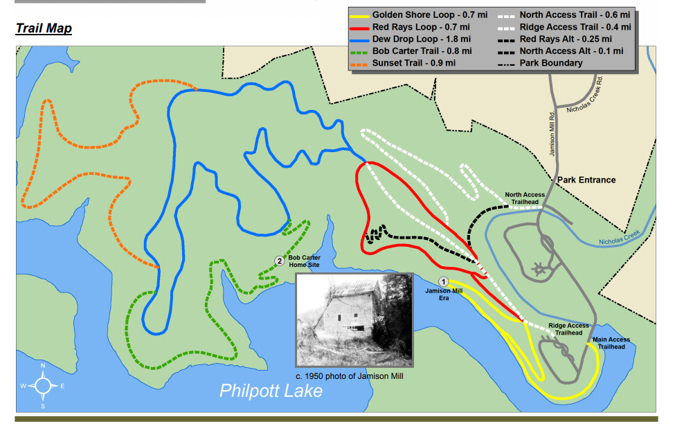 Trail map of Jamison Mill Park